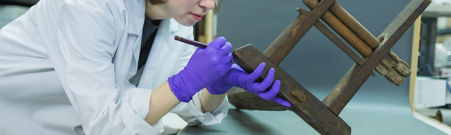 Woman labelling an object
