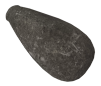 Fishline weight A rounded tapered stone.
